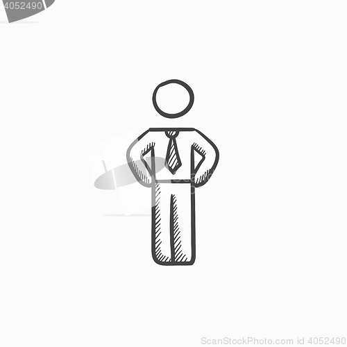 Image of Businessman standing sketch icon.