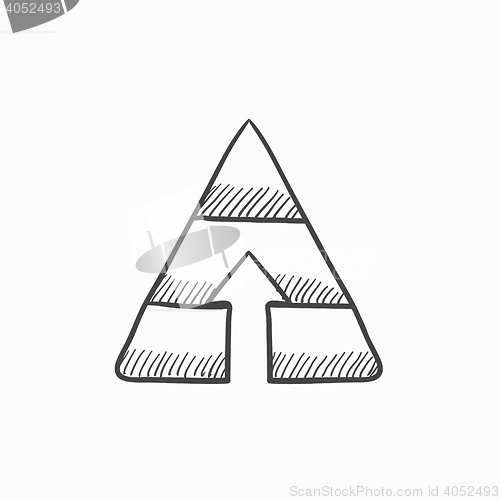 Image of Pyramid with arrow up sketch icon.