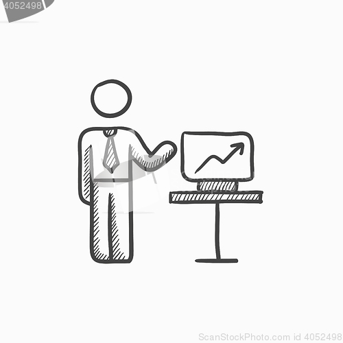 Image of Business presentation sketch icon.