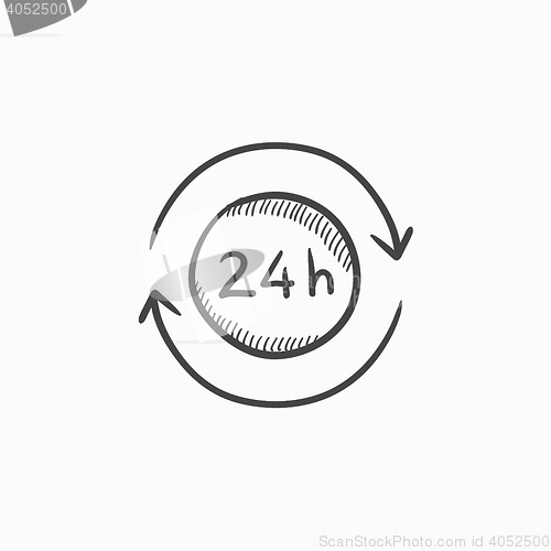 Image of Service 24 hrs sketch icon.