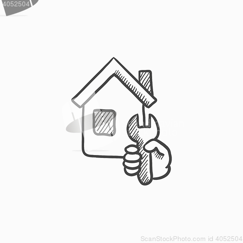 Image of House repair sketch icon.