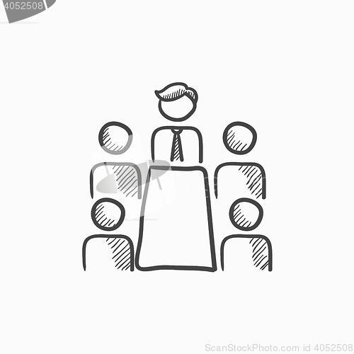 Image of Business meeting in the office sketch icon.