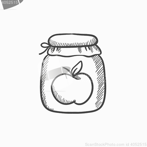 Image of Apple jam jar sketch icon.
