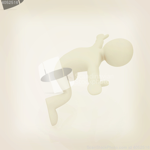 Image of falling 3d man on white background. 3D illustration. Vintage sty