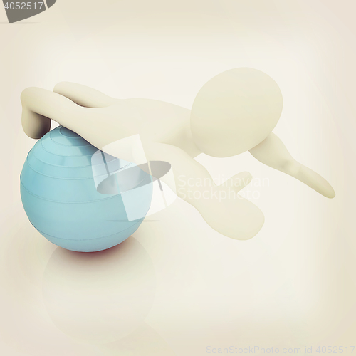 Image of 3d man exercising position on fitness ball. My biggest pilates s