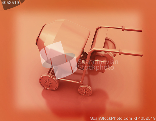 Image of Concrete mixer. 3D illustration. Vintage style.