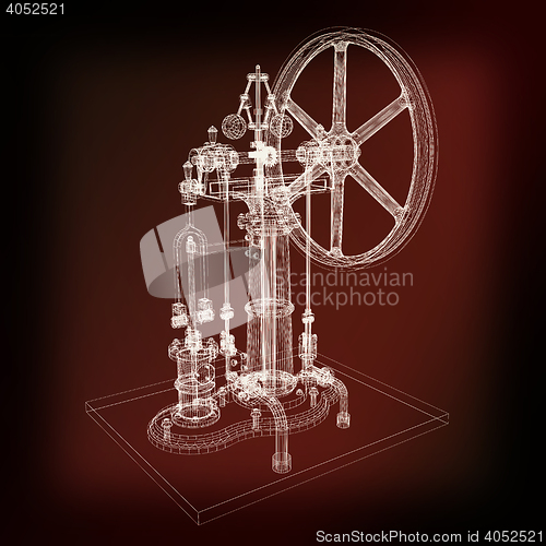 Image of Perpetuum mobile. 3d render. 3D illustration. Vintage style.