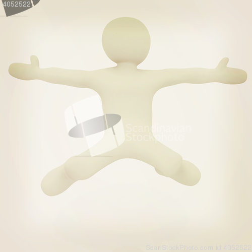 Image of falling 3d man on white background. 3D illustration. Vintage sty