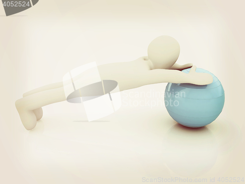 Image of 3d man exercising position on fitness ball. My biggest pilates s