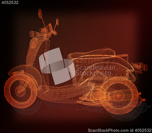 Image of Vintage Retro Moped. 3d model. 3D illustration. Vintage style.