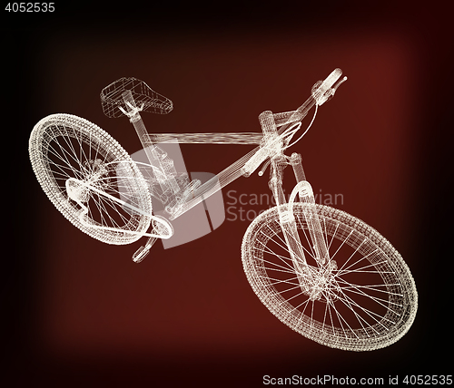 Image of bicycle as a 3d wire frame object isolated. 3D illustration. Vin