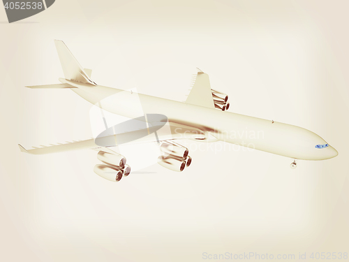 Image of Airplane. 3D illustration. Vintage style.