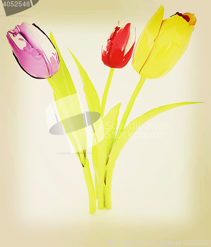 Image of Tulip flower. 3D illustration. Vintage style.