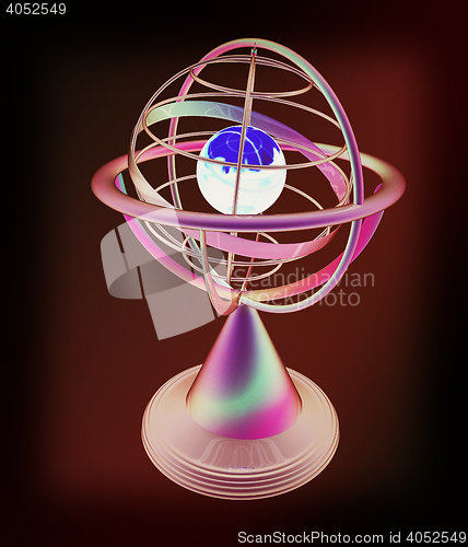 Image of Terrestrial globe model . 3D illustration. Vintage style.