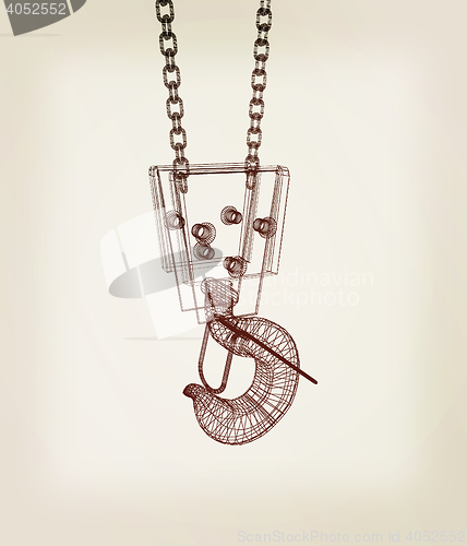 Image of Crane hook. 3D illustration. Vintage style.