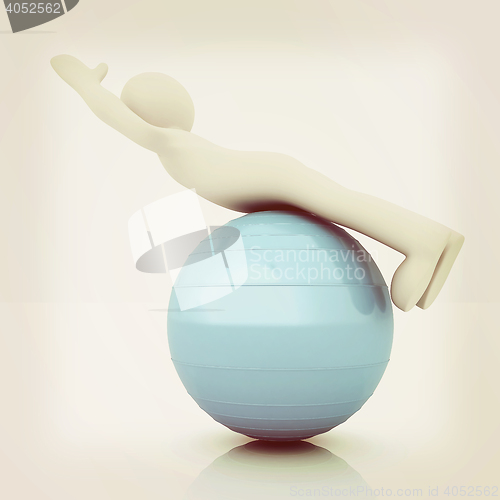 Image of 3d man exercising position on fitness ball. My biggest pilates s