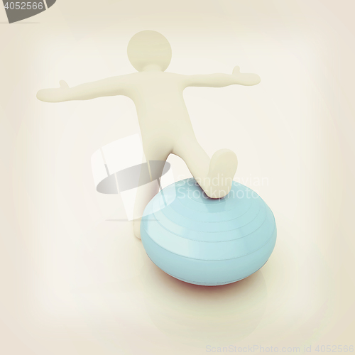 Image of 3d man exercising position on fitness ball. My biggest pilates s