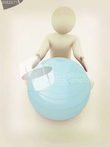 Image of 3d man exercising position on fitness ball. My biggest pilates s