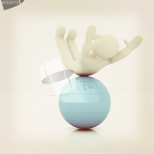 Image of 3d man exercising position on fitness ball. My biggest pilates s