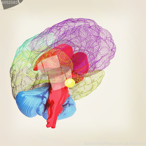 Image of Creative concept of the human brain. 3D illustration. Vintage st