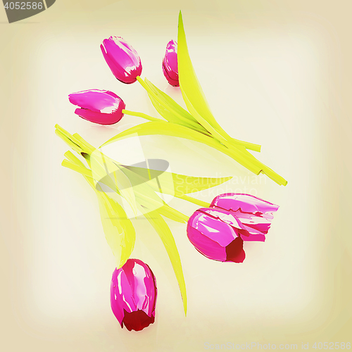 Image of Tulip flower. 3D illustration. Vintage style.