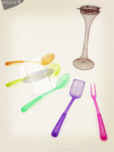 Image of cutlery. 3D illustration. Vintage style.