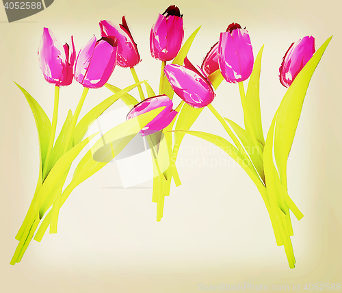 Image of Tulip flower. 3D illustration. Vintage style.