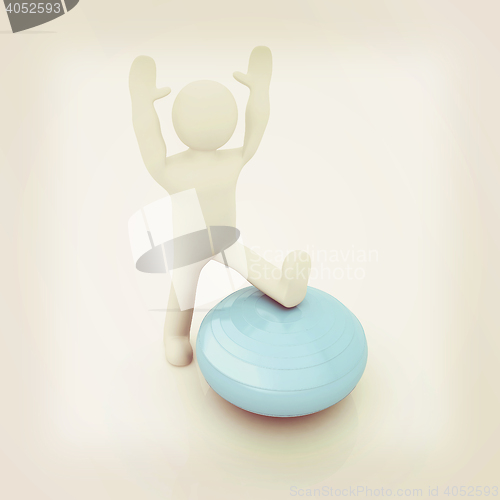 Image of 3d man exercising position on fitness ball. My biggest pilates s