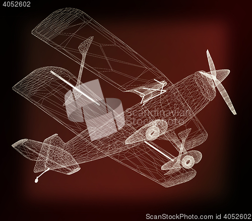 Image of retro airplane isolated on black background . 3D illustration. V