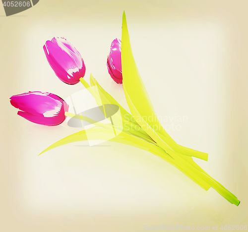 Image of Tulip flower. 3D illustration. Vintage style.