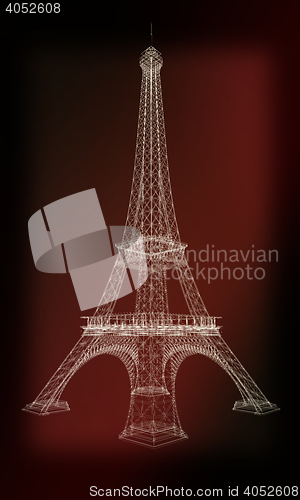 Image of 3d Eiffel Tower render. 3D illustration. Vintage style.