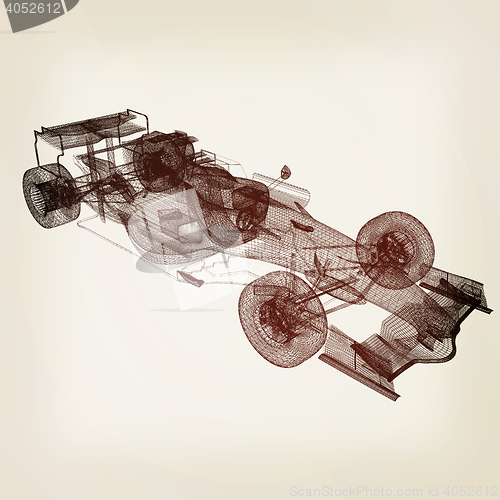 Image of Formula One Mesh. 3D illustration. Vintage style.