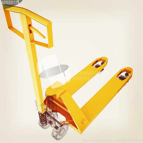 Image of 3d model pallet jack. 3D illustration. Vintage style.