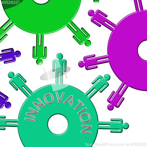 Image of Innovation Cogs Represents Team Ideas And Improves