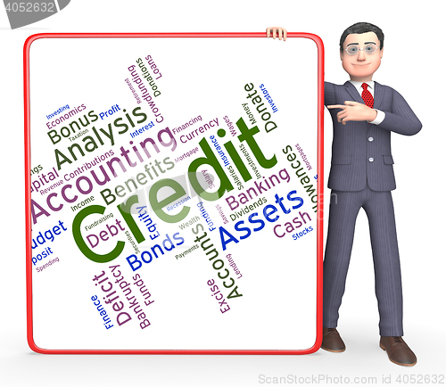 Image of Credit Word Indicates Debit Card And Bankcard