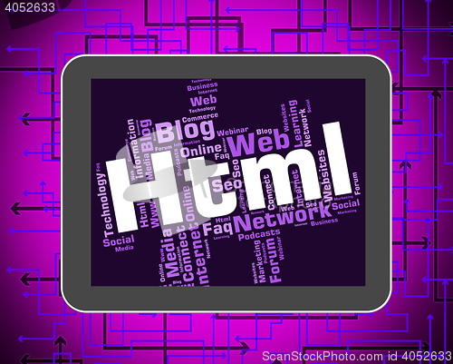 Image of Html Word Indicates Hypertext Markup Language And Web