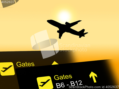 Image of Flight Vacation Indicates Transport Aeroplane And Departure