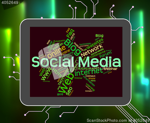 Image of Social Media Shows Wordcloud Word And Internet