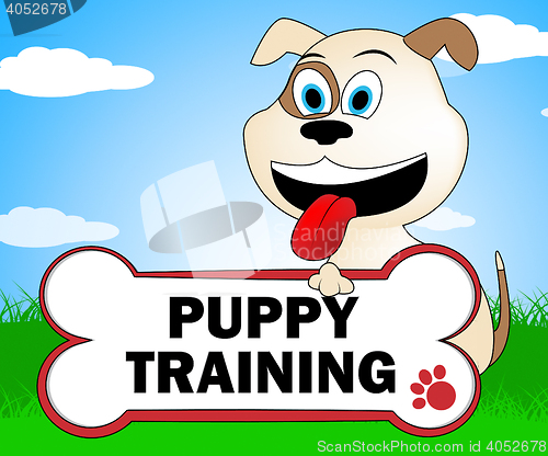 Image of Puppy Training Represents Instruction Trainers And Canine