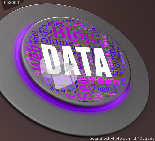 Image of Data Button Means Hi Tec And Control