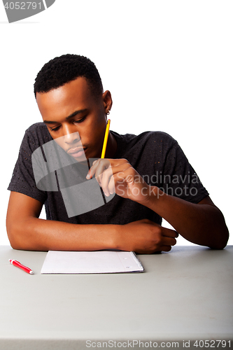 Image of Student concentrating for test exam