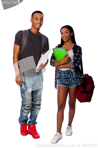 Image of Happy smiling students standing together