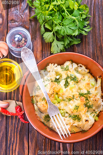 Image of cauliflower baked with egg