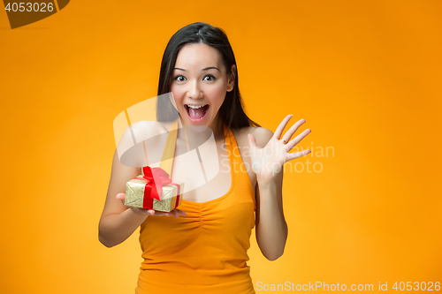 Image of Chinese girl with a gift
