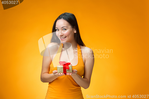 Image of Chinese girl with a gift