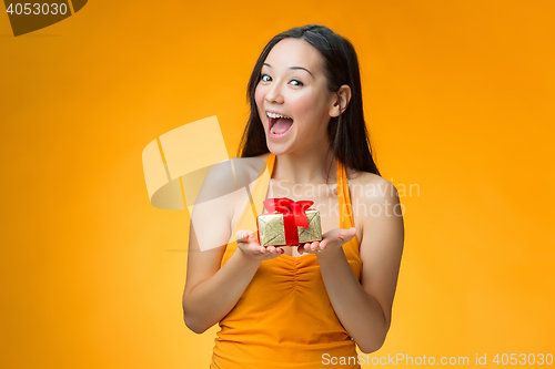 Image of Chinese girl with a gift