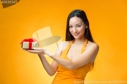 Image of Chinese girl with a gift