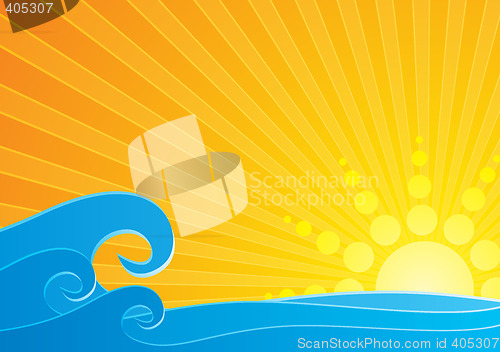 Image of Sunset over sea