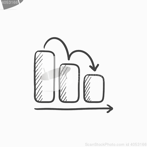 Image of Bar chart down sketch icon.