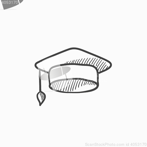 Image of Graduation cap sketch icon.